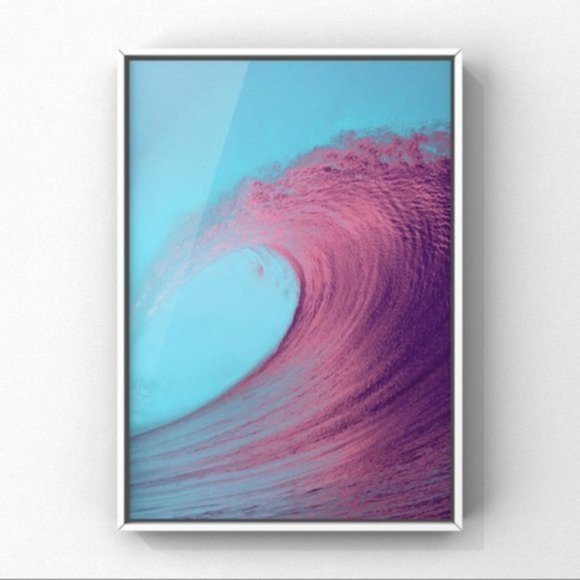 Blue pink high tide ocean wave high art print - Picture 1 of 2
